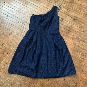 Weddington way navy one shoulder size 10 semi formal lace dress